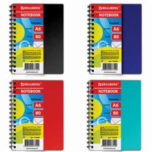 Блокнот А6  80л. клетка гребень сбоку, пла...