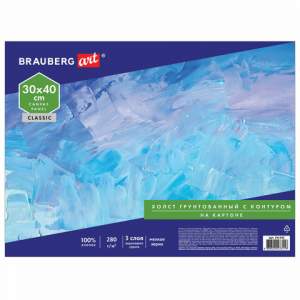 Холст грунтованный на картоне BRAUBERG 30*...