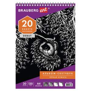 Скетчбук А4 20л/гребень 120г/м  BRAUBERG A...