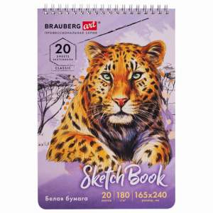 Скетчбук А5+ 20л/гребень 180г/м  BRAUBERG ...