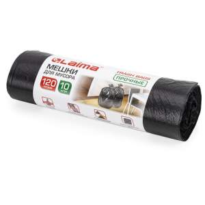 Пакет д/мусора 120л Лайма 10шт/рулон прочн...