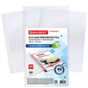 Файл-вкладыш А4 с перфорацией 40мкм BRAUBE...