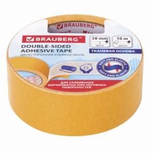 Скотч 38х10 BRAUBERG ТКАНЕВАЯ ОСНОВА,  606...