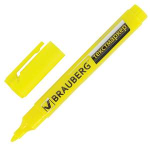 Маркер-выделитель BRAUBERG лимонный 
