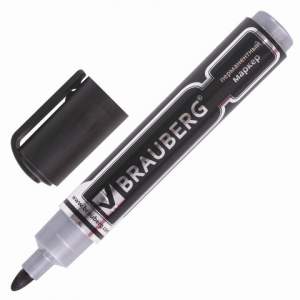 Маркер перманентный  BRAUBERG 5мм черный а...