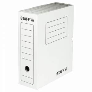 Короб архивный А4 100мм картон STAFF белый...