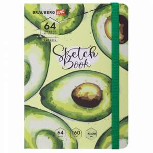 Скетчбук А5 64л, 160г/м сшивка BRAUBERG AR...