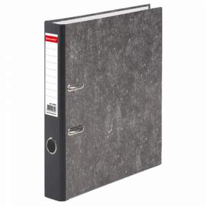 Папка-файл 50мм ПВХ BRAUBERG мрамор, черны...