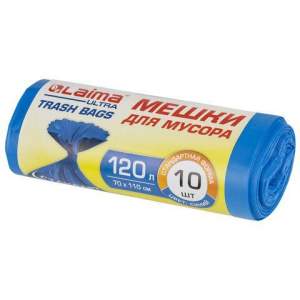 Пакет д/мусора 120л Лайма 10шт/рулон синие...