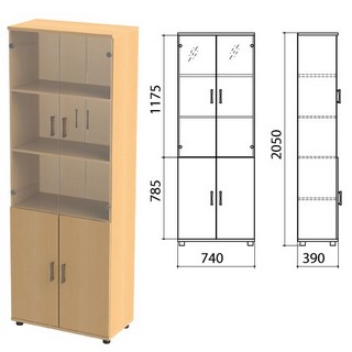 Шкаф закрытый со стеклом Монолит, 740х390х...