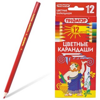 Карандаши цветные 12цв. ПИФАГОР 180296