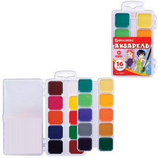 Краски акварельные 16цв. BRAUBERG медовая ...
