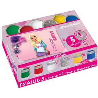 Краски гуашевые  6цв. Модницы с блестками ...