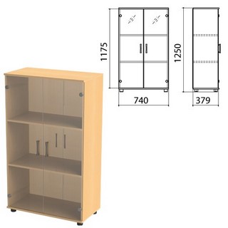 Шкаф закрытый со стеклом Монолит, 740х390х...