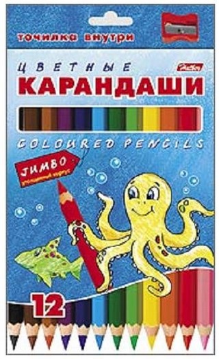 Карандаши цветные 12цв. ХАТБЕР Jumbo.Морск...