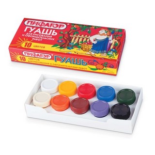 Краски гуашевые 10цв. Пифагор