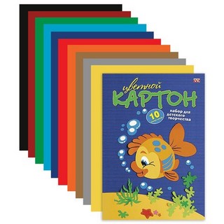 Картон цветной 10л. 10цв. мелованный ХАТБЕ...