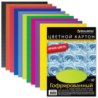Картон цветной 10л. 10цв. гофриров. BRAUBE...