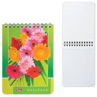 Блокнот А6  40л. клетка Цветы на гребне