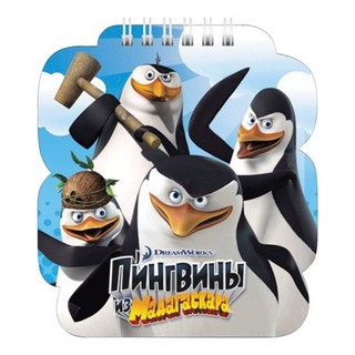 Блокнот А6  60л. Пингвины из Мадагаскара н...