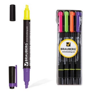 Набор текстовыделителей 4шт. BRAUBERG (дву...