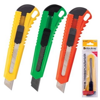 Нож канцелярский большой 18мм BRAUBERG