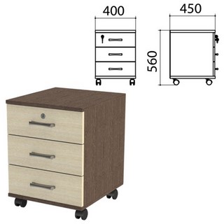 Тумба подкатная Канц, 400х450х560 мм, 3 ящ...