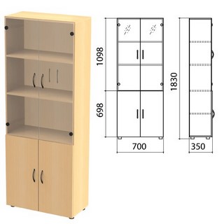 Шкаф закрытый со стеклом Канц, 700х350х183...