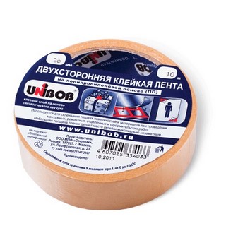 Скотч 25х10 Unibob двухсторонний основа-по...