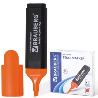 Маркер-выделитель BRAUBERG оранжевый Contr...