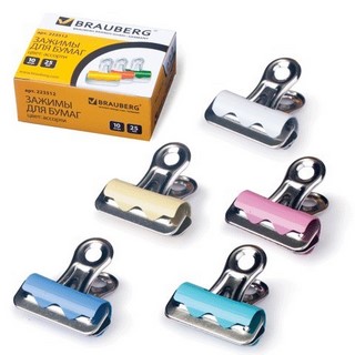Зажимы-бульдоги 25мм Brauberg цветной (шт)...