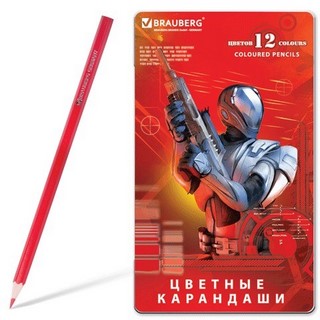 Карандаши цветные 12цв. BRAUBERG Star Patr...
