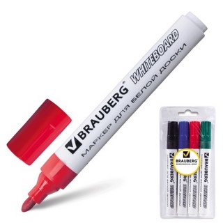 Набор маркеров д/доски 4цв. BRAUBERG арт.1...