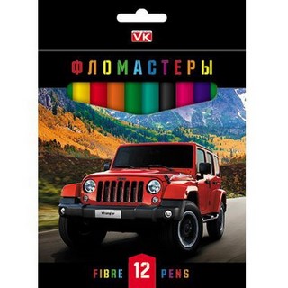 Фломастеры 12 цв. Джипы ХАТБЕР