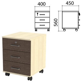 Тумба подкатная Канц, 400х450х560 мм, 3 ящ...