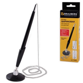 Ручка на подставке BRAUBERG синяя корп. ас...