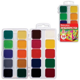 Краски акварельные 20цв. BRAUBERG медовая ...