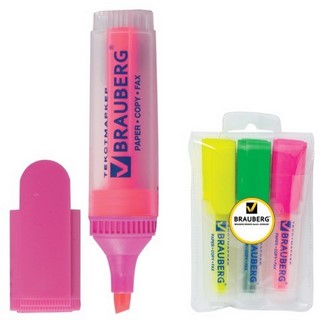 Набор текстовыделителей 3цв. BRAUBERG FLUO...