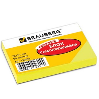 Блок с липкими листами 76х51мм неон BRAUBE...