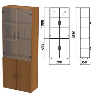 Шкаф закрытый со стеклом Канц, 700х350х183...
