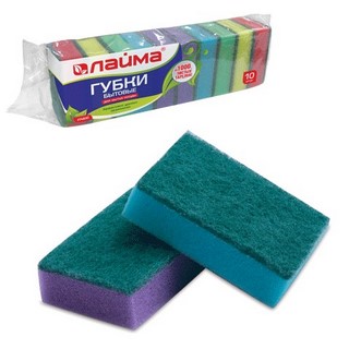 Губка для посуды Лайма 10шт/уп.