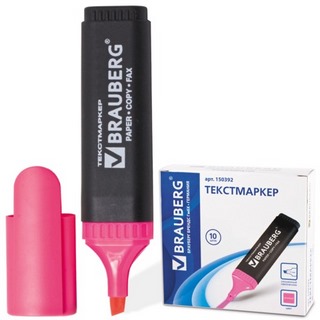 Маркер-выделитель BRAUBERG розовый Contrac...