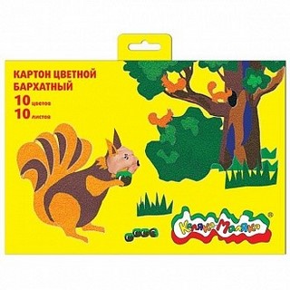 Картон цветной  10л. 10цв. 175*250 бархатн...