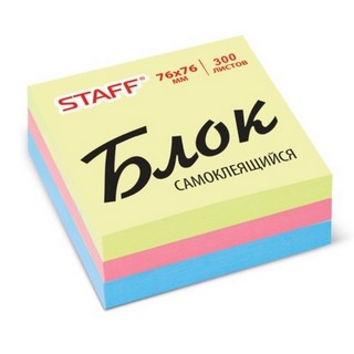 Блок с липкими листами 76х76мм 3цв. 300л.S...