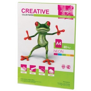 Бумага цветная CREATIVE 80г/м 50л.  неон с...
