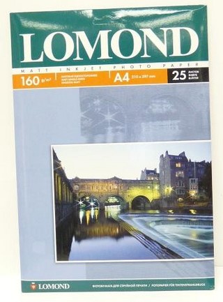 Фотобумага А4 25л 160г/м2 Lomond матовая