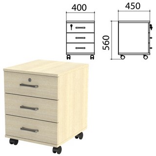 Тумба подкатная Канц, 400х450х560 мм, 3 ящ...