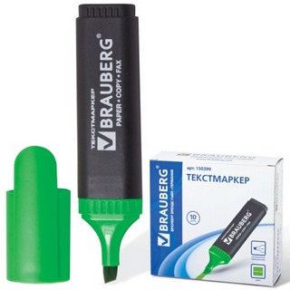 Маркер-выделитель BRAUBERG зеленый Contrac...