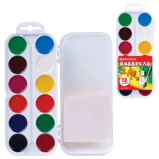 Краски акварельные 12цв. BRAUBERG медовая ...