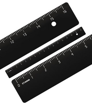Линейка п/м 25 см черная СТАММ ЛН-25